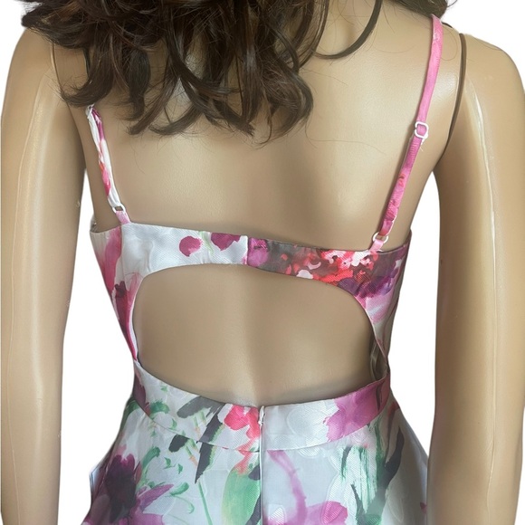 New Xscape Nordstrom Dress Size 0 white pink floral fit&flare open back - Picture 8 of 16
